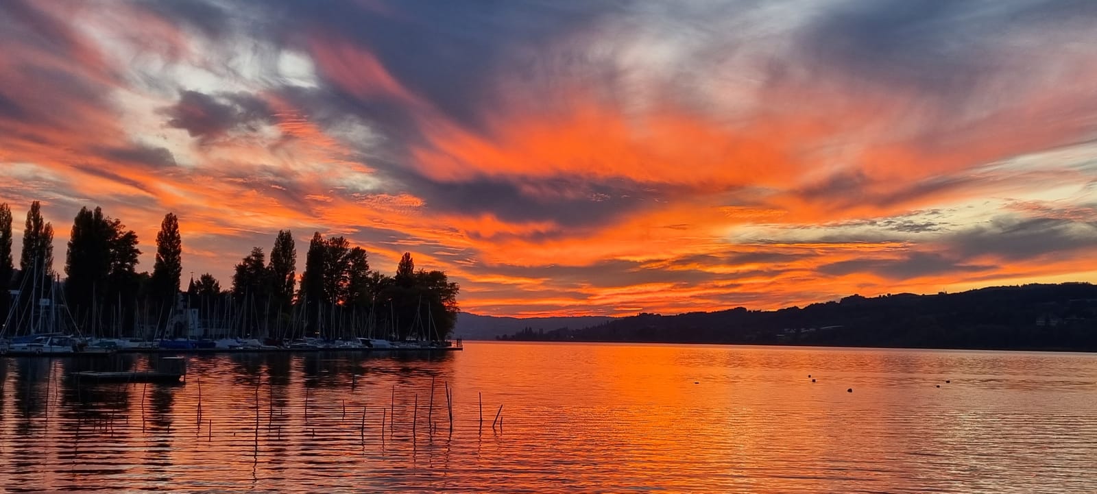 Spektakuläres Abendrot über dem Untersee